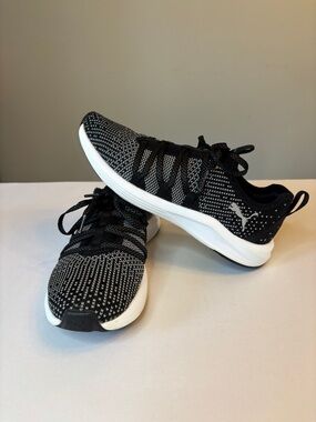 Puma Black & White Knit Running Shoes